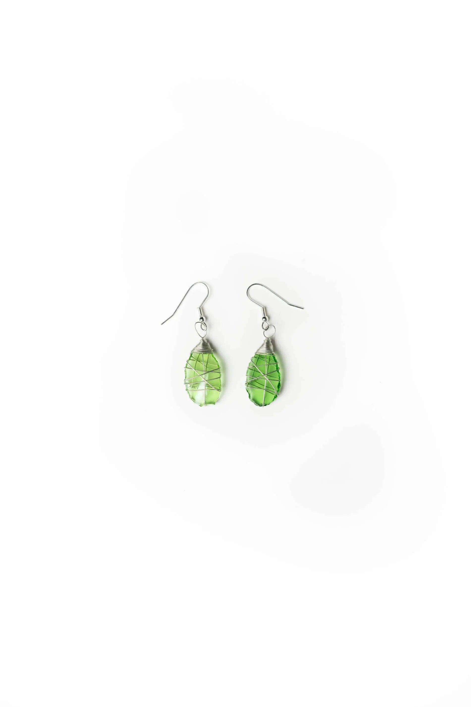 Tumbled Glass Earring Green