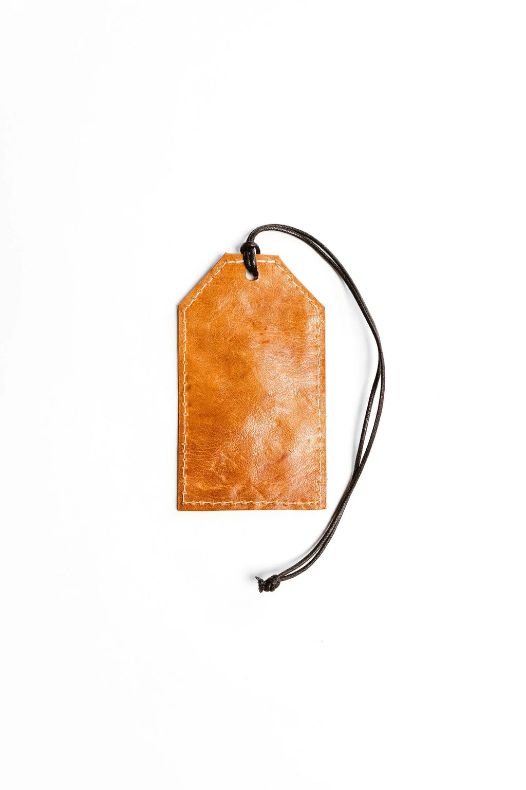Luggage Tag Brown Goat Leather No Stamp