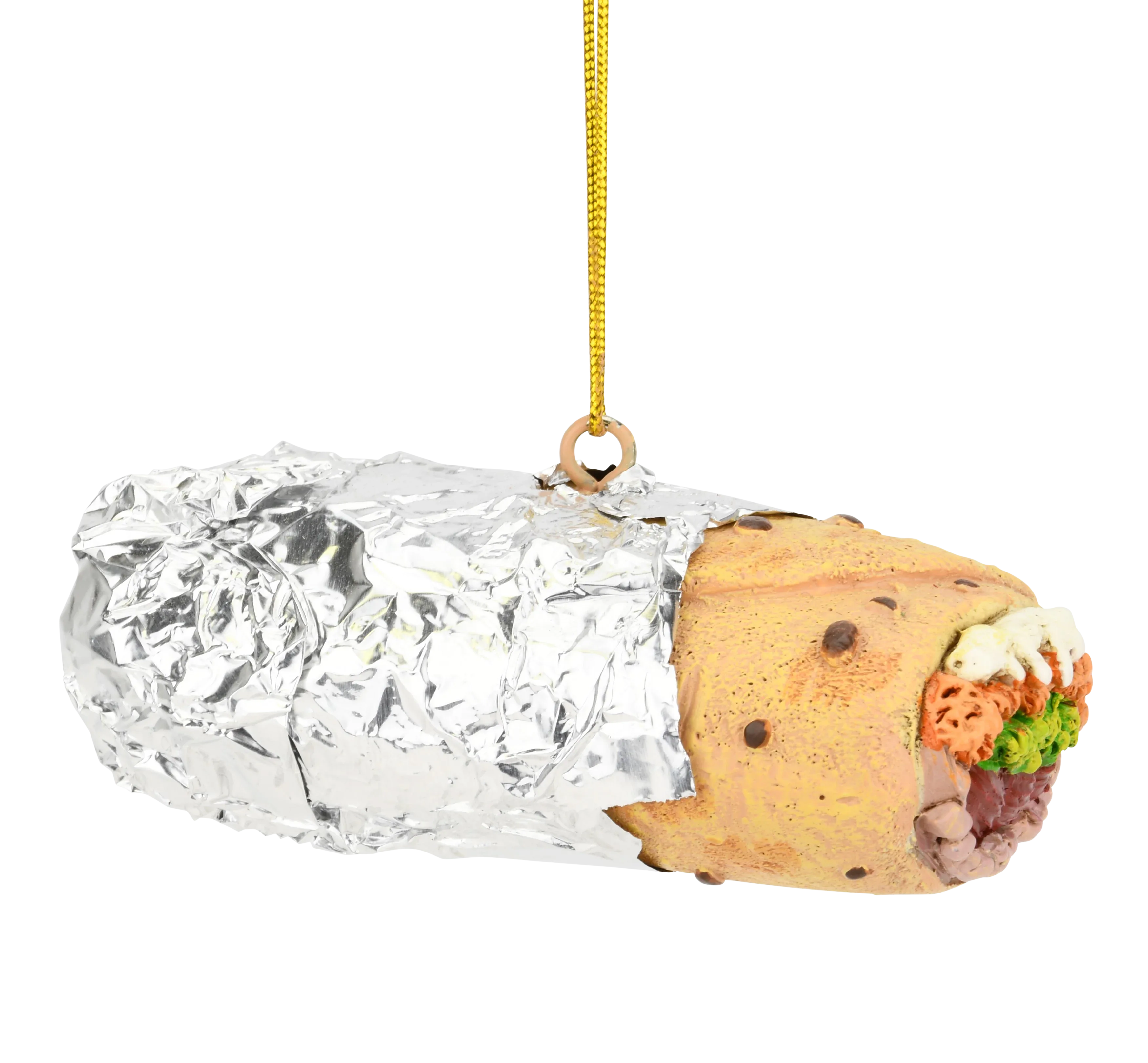 Burrito Wrapped in Tin Foil Food Christmas Ornament