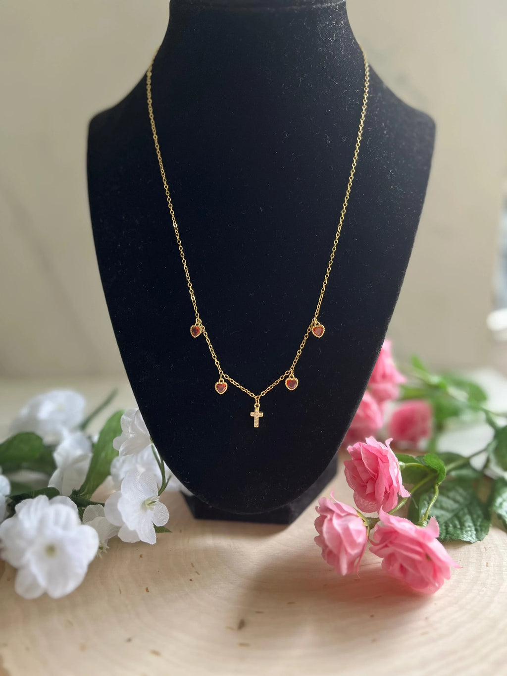 Everlasting Love Gold Necklace – 16K Chain 18K Gold Heart Cross