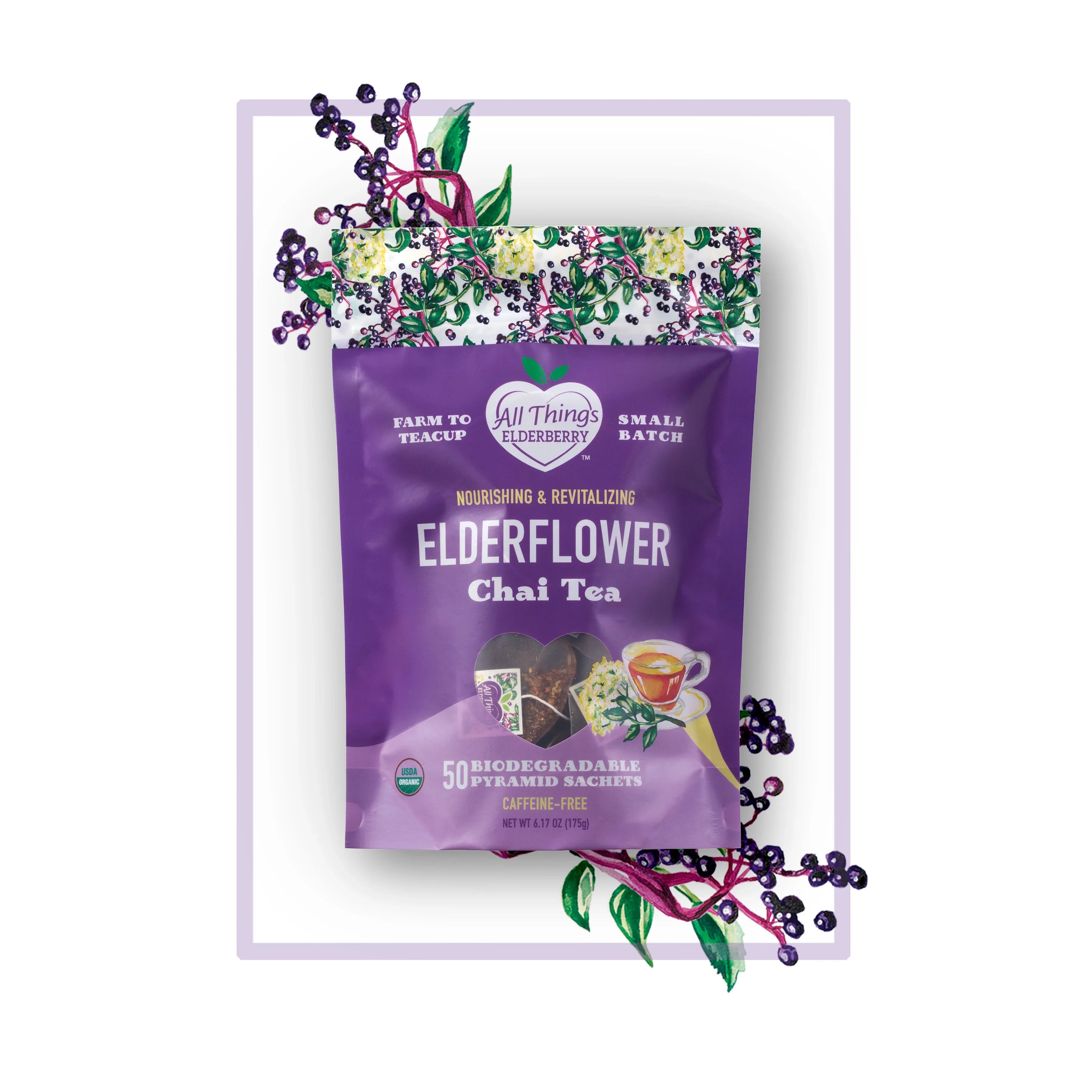 Elderflower Chai Herbal Tea 50 Tea bag
