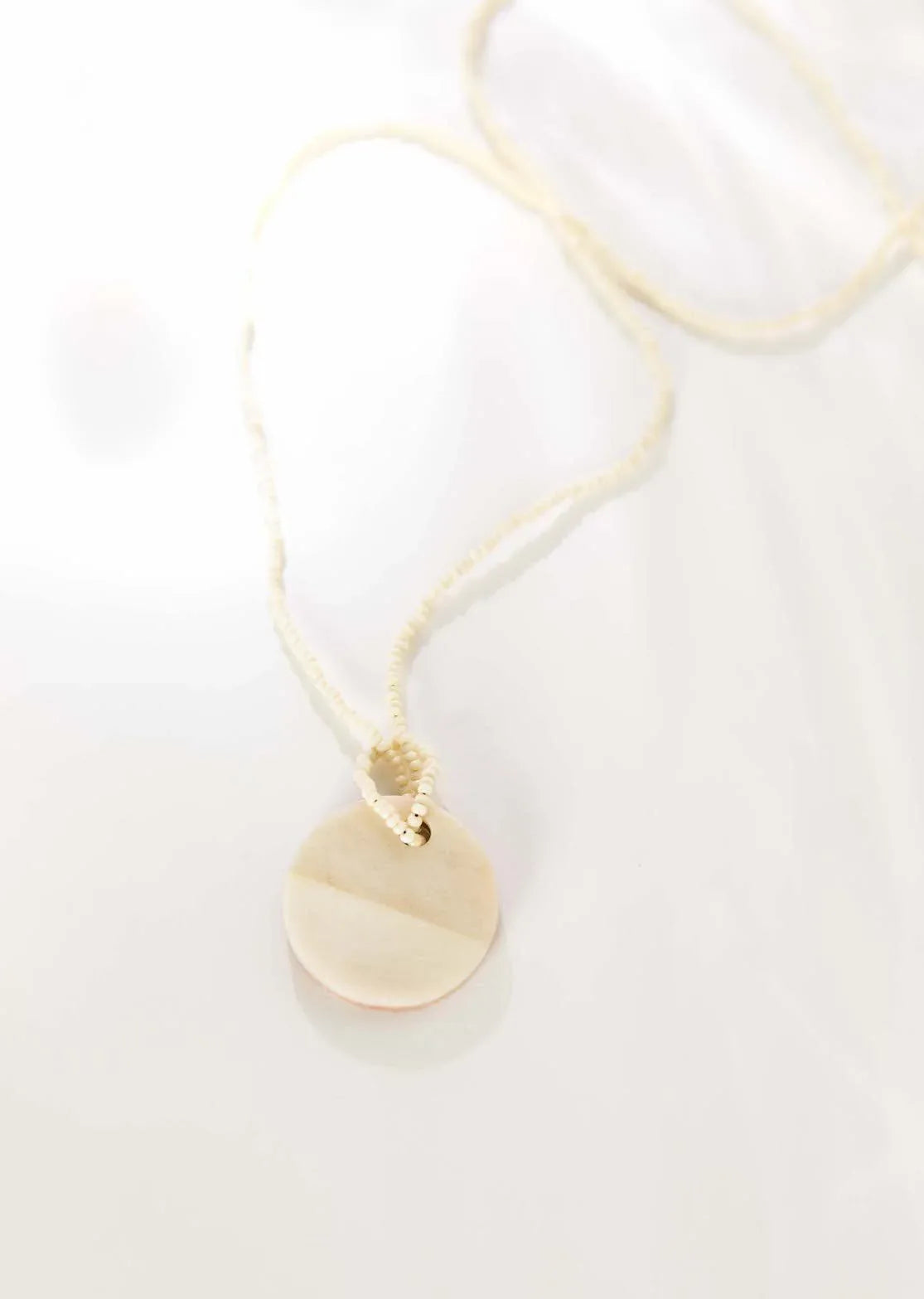 Bone Pendant Necklace Cream
