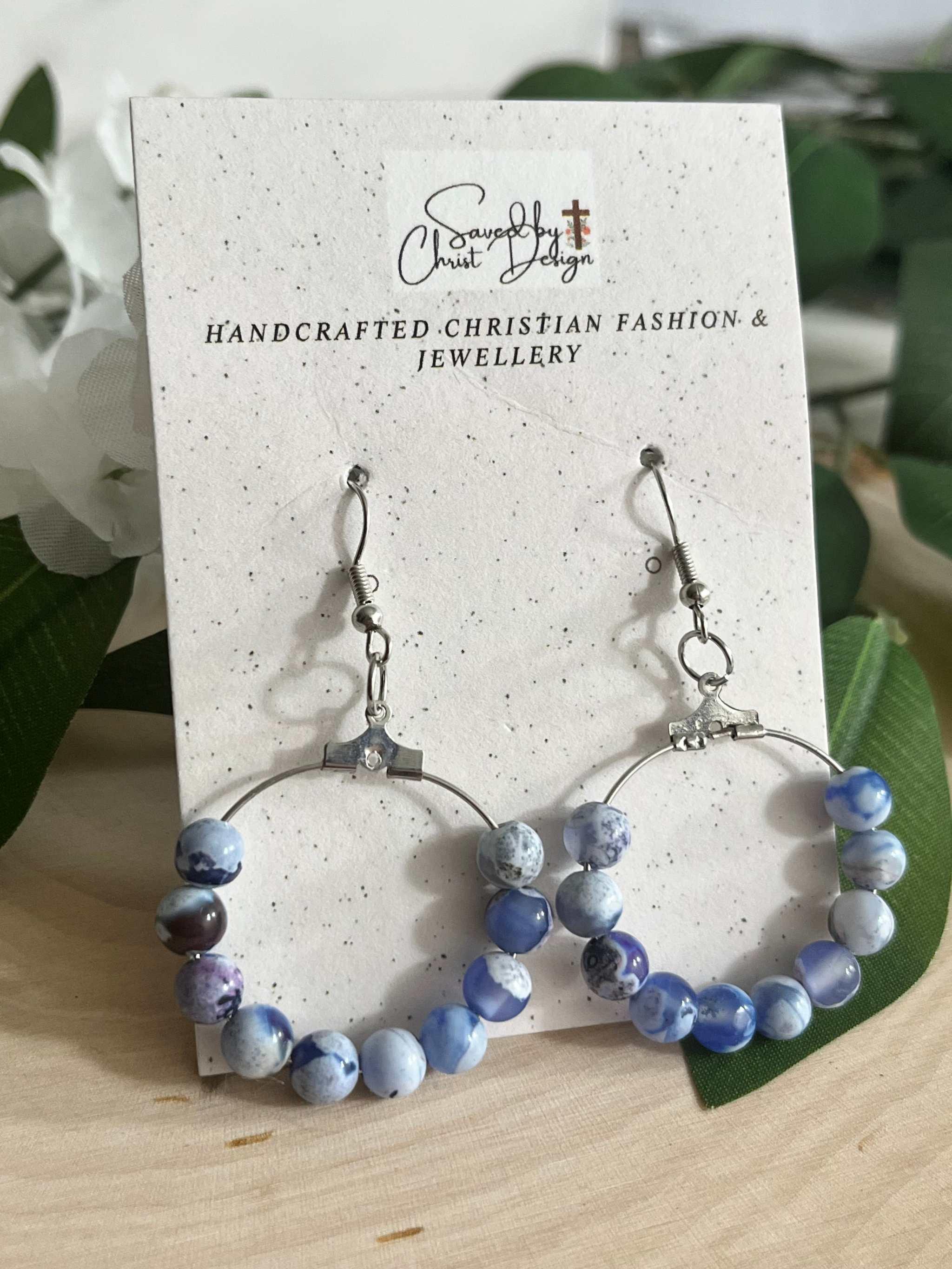 Blue Agate Earrings - Elegant Natural Stone Jewelry