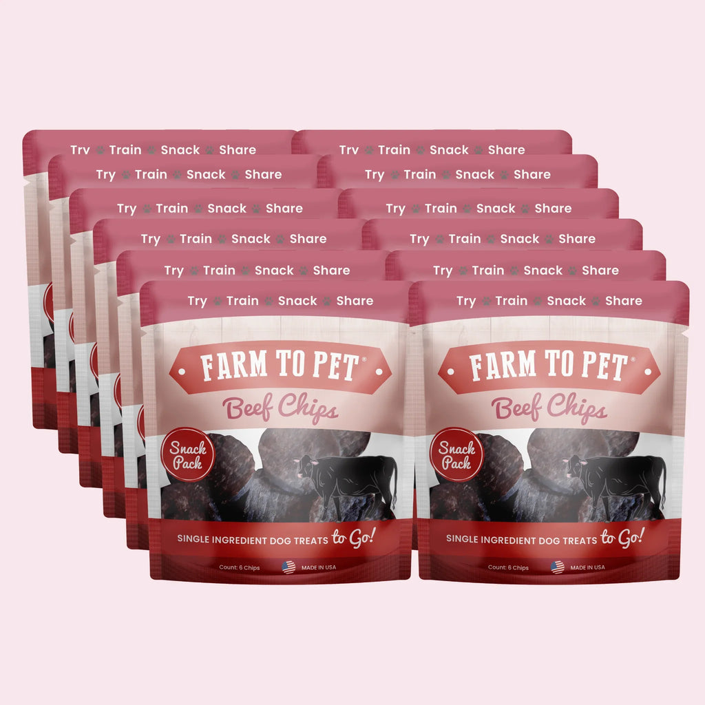 Beef Chips Snack Pack Bundles | Dog Treats for Training & Travel 12 Pack