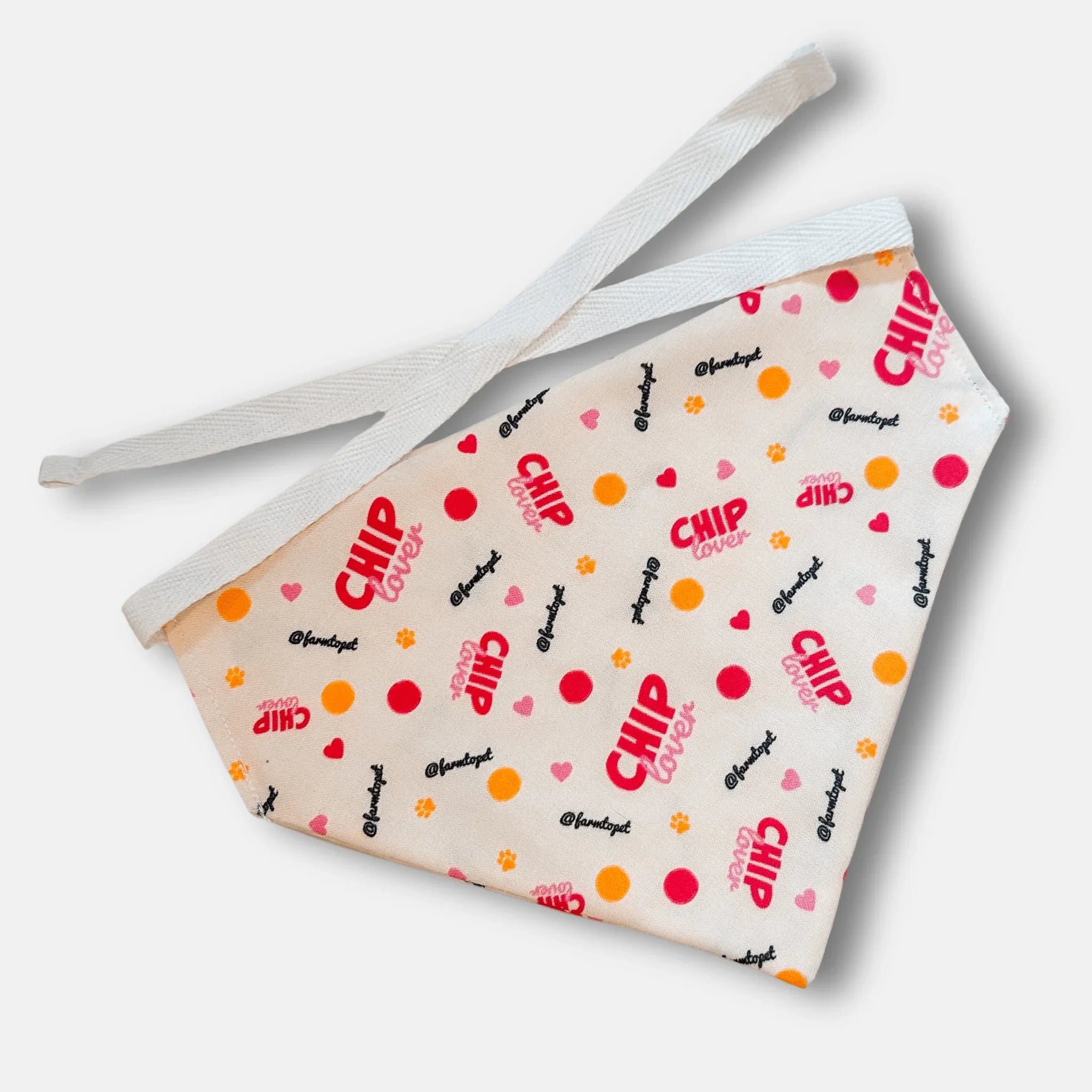 Tie-on Dog Bandana | Adjustable String-tie Bandana for Dogs and Cats Chip Lover Dog Bandana