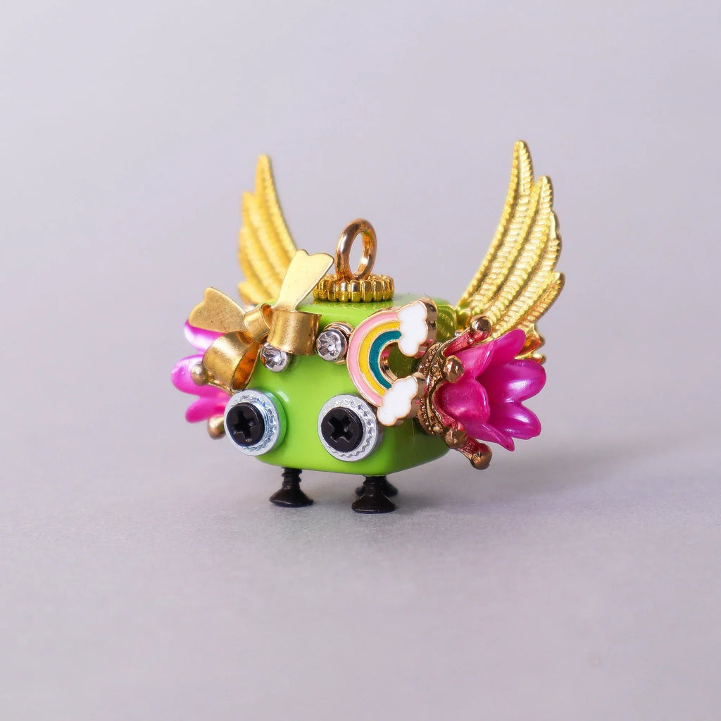 Handcrafted Wooden Bot Necklace, Keychain, or Mini Decor Heliora