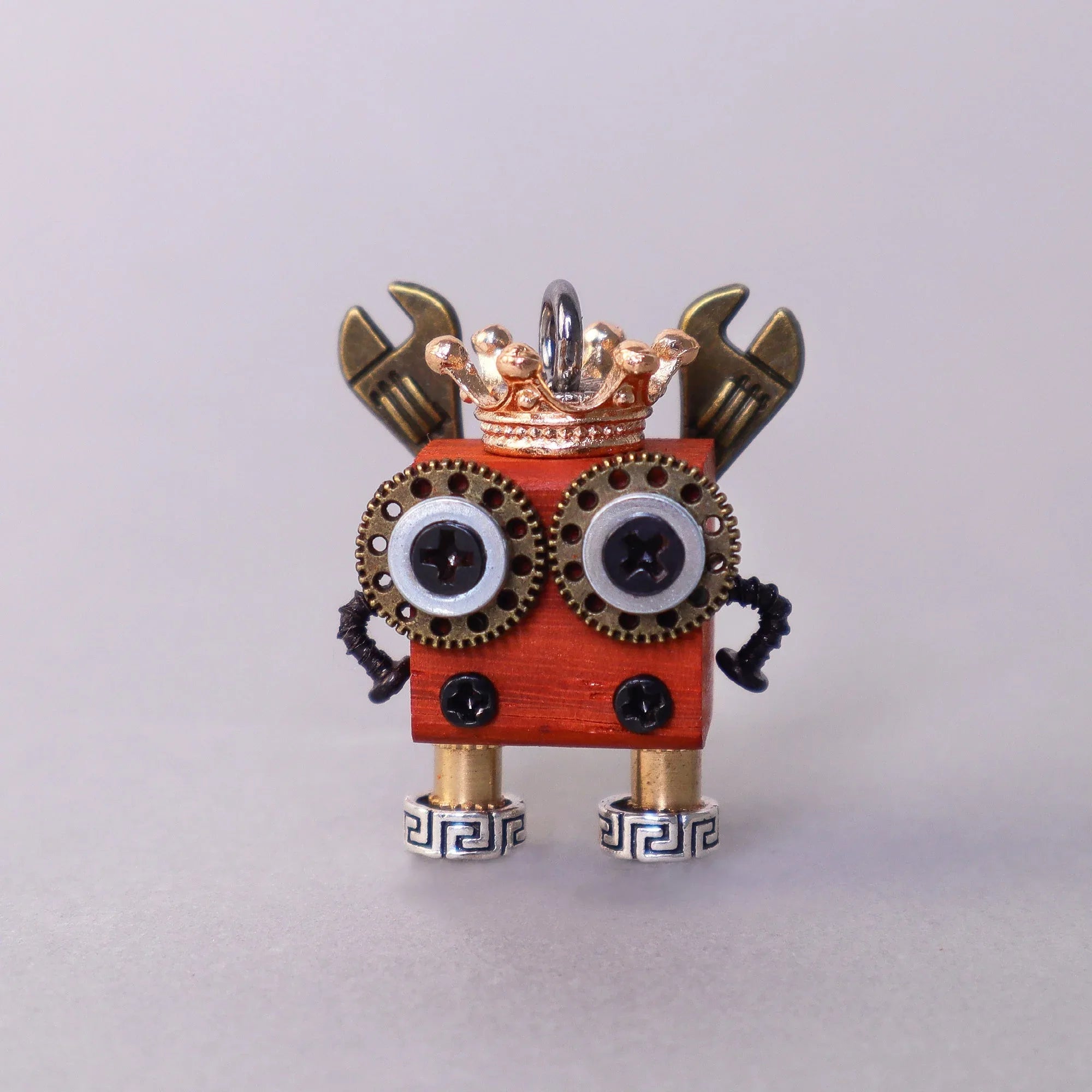 Handcrafted Wooden Bot Necklace, Keychain, or Mini Decor Wrenchy McSquare