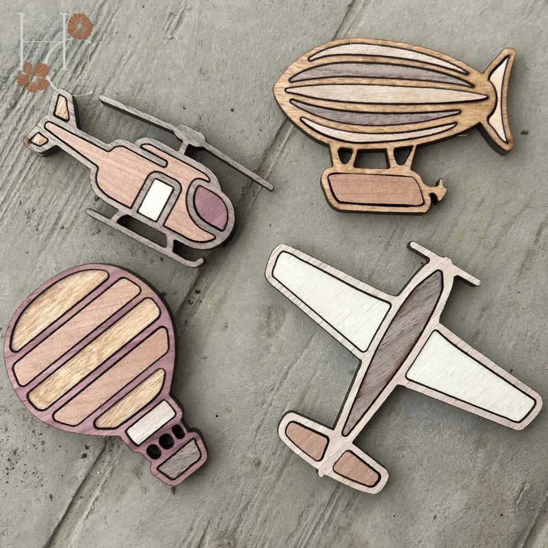 Airplane Wood Magnet Set