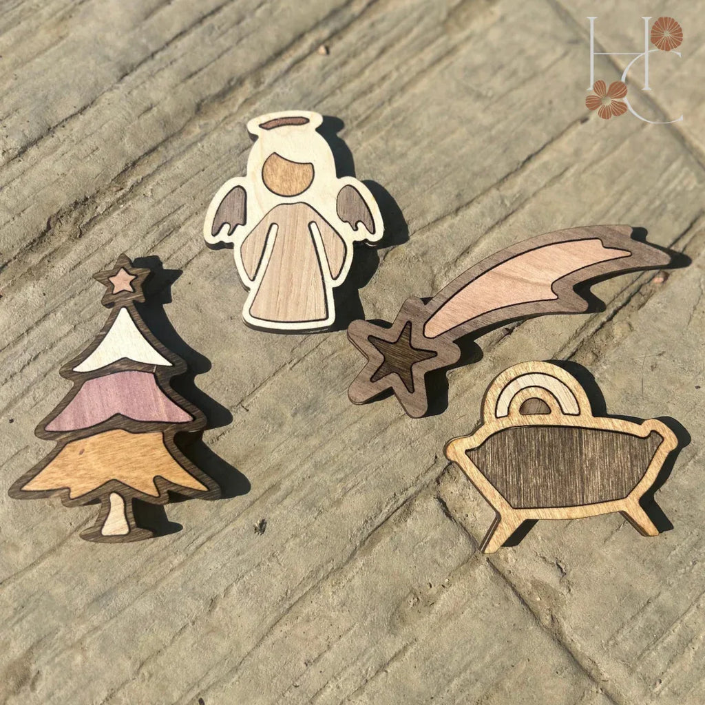Angel Wood Magnet Set