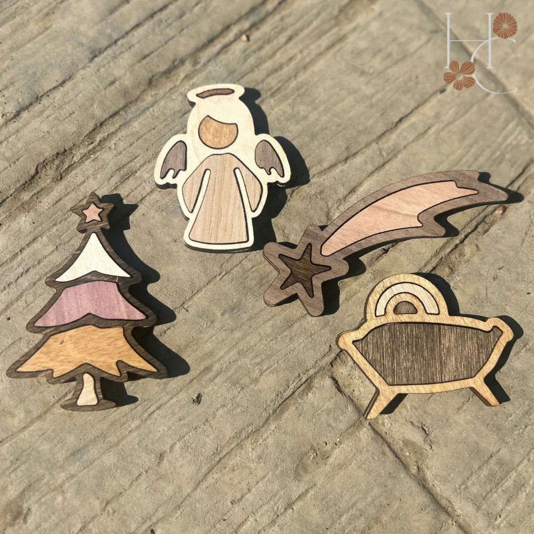 Angel Wood Magnet Set