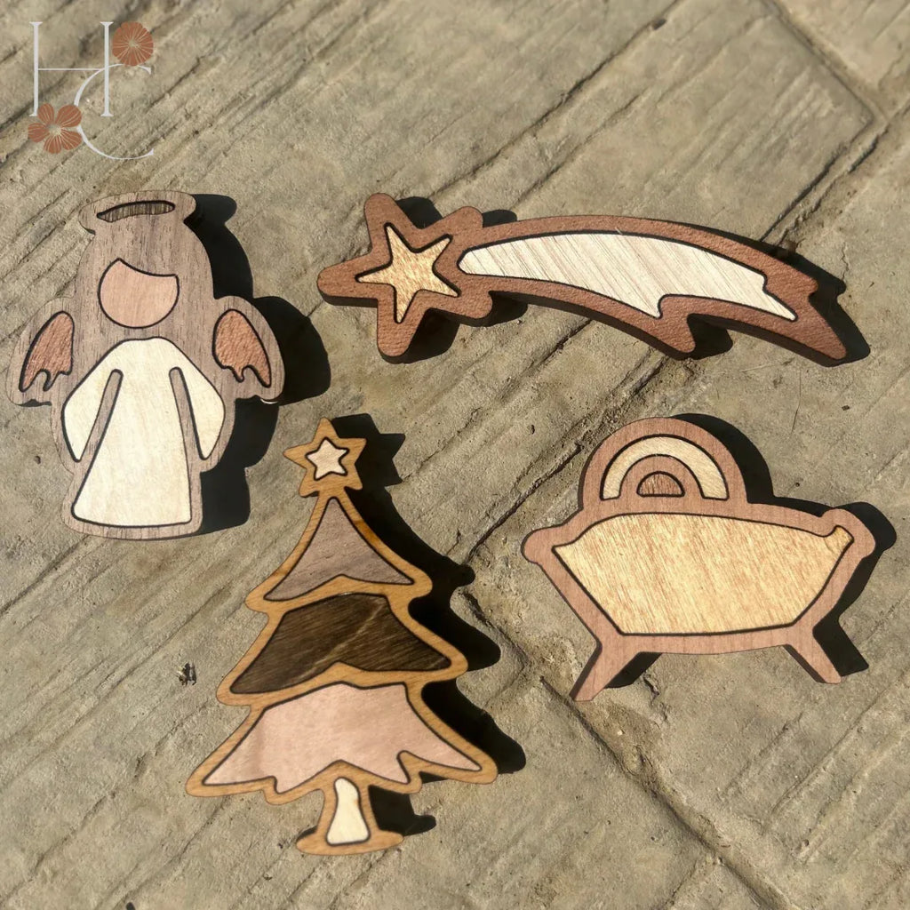Angel Wood Magnet Set