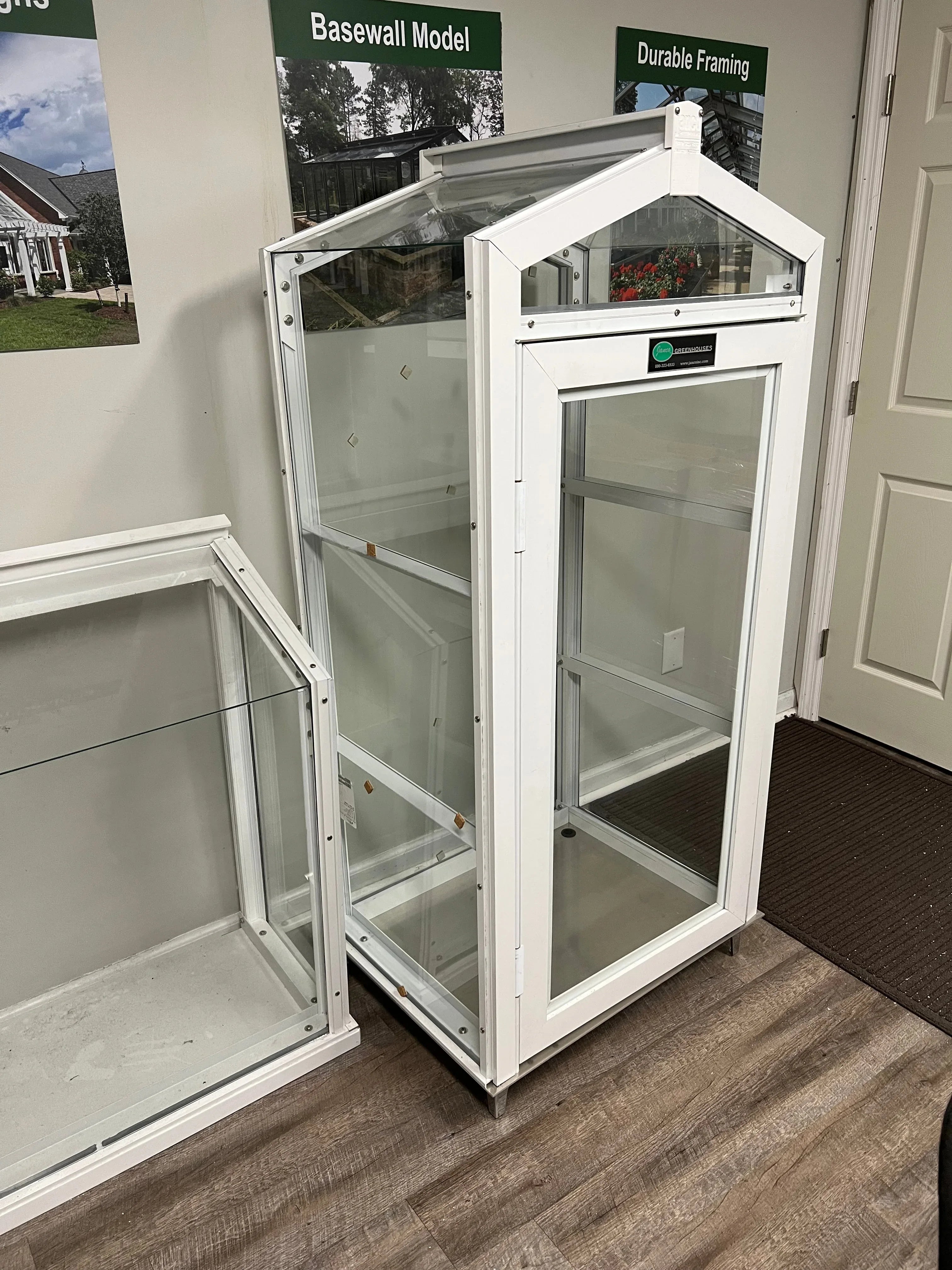 Indoor/Outdoor Garden Cabinet White Tempered Saftey glass