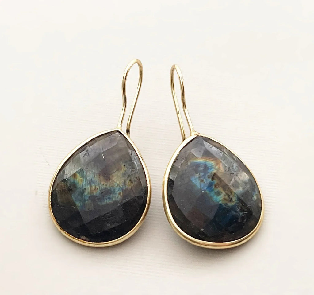 One of a Kind Labradorite Teardrop Earrings – Vermeil over Sterling