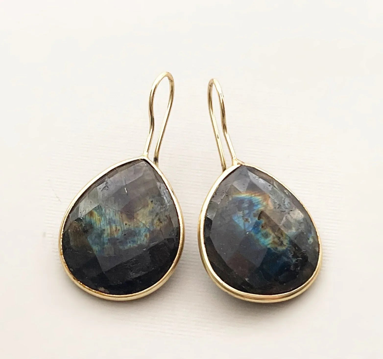 One of a Kind Labradorite Teardrop Earrings – Vermeil over Sterling