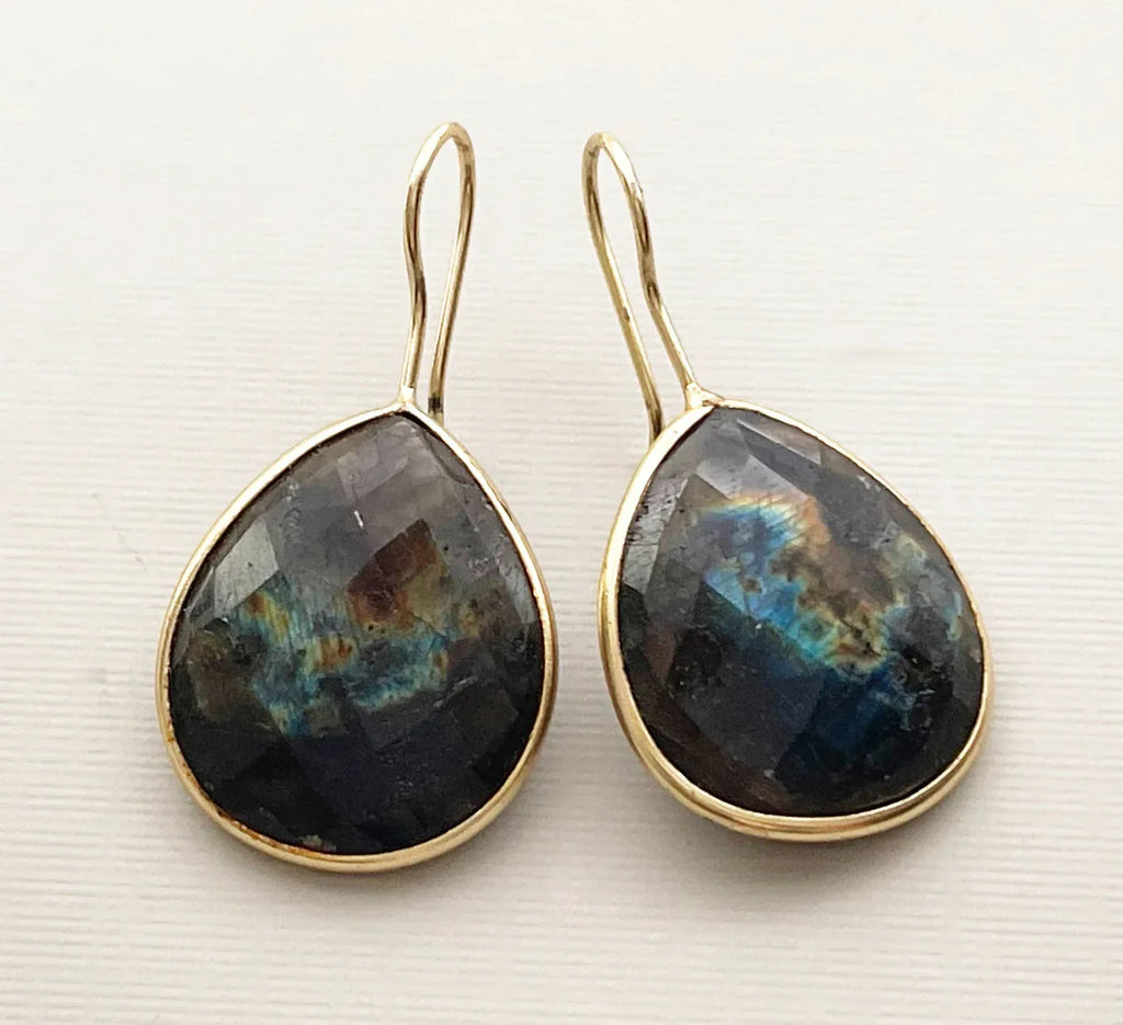 One of a Kind Labradorite Teardrop Earrings – Vermeil over Sterling