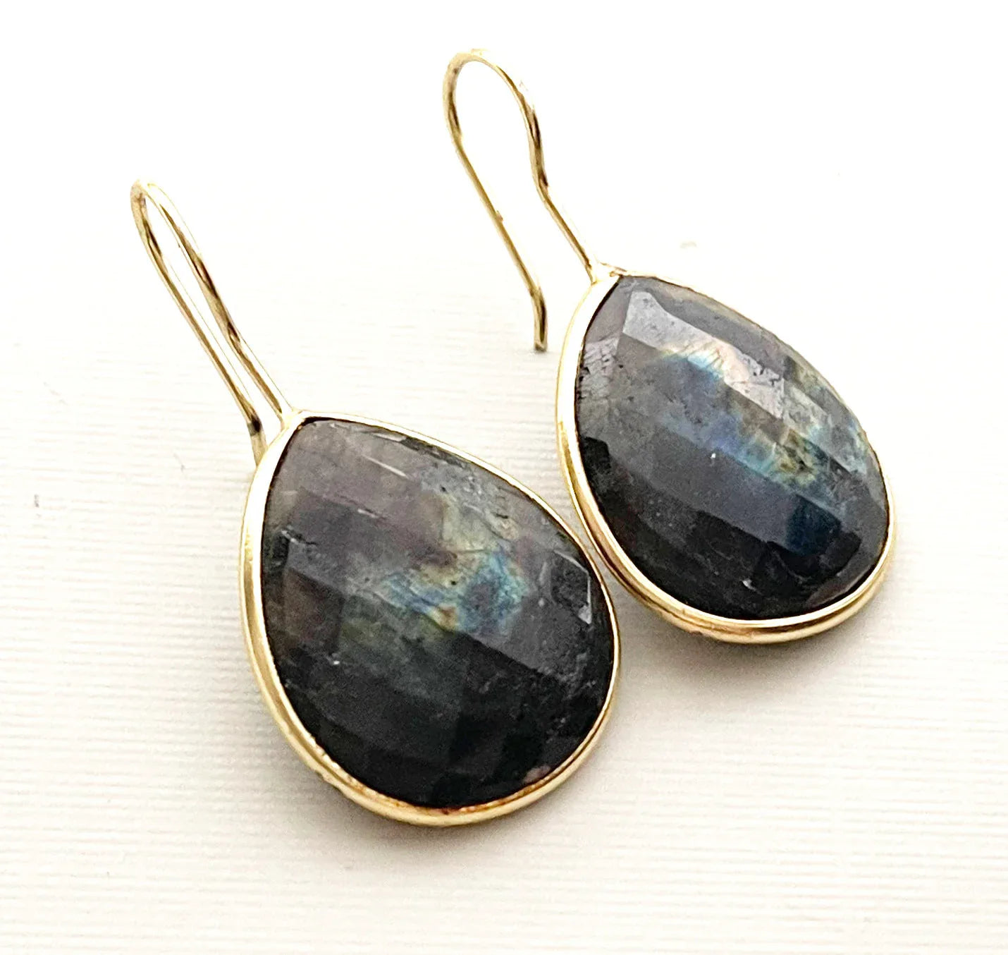 One of a Kind Labradorite Teardrop Earrings – Vermeil over Sterling