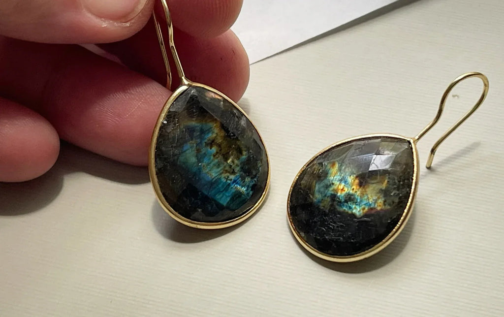 One of a Kind Labradorite Teardrop Earrings – Vermeil over Sterling