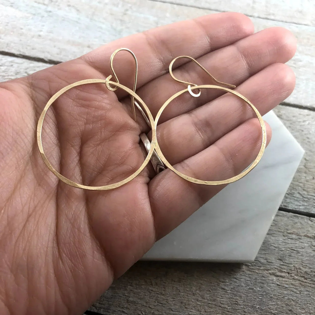Hoop Earrings - Dainty Hammered Hoop Earrings - Handmade Hoops - Gift for Her