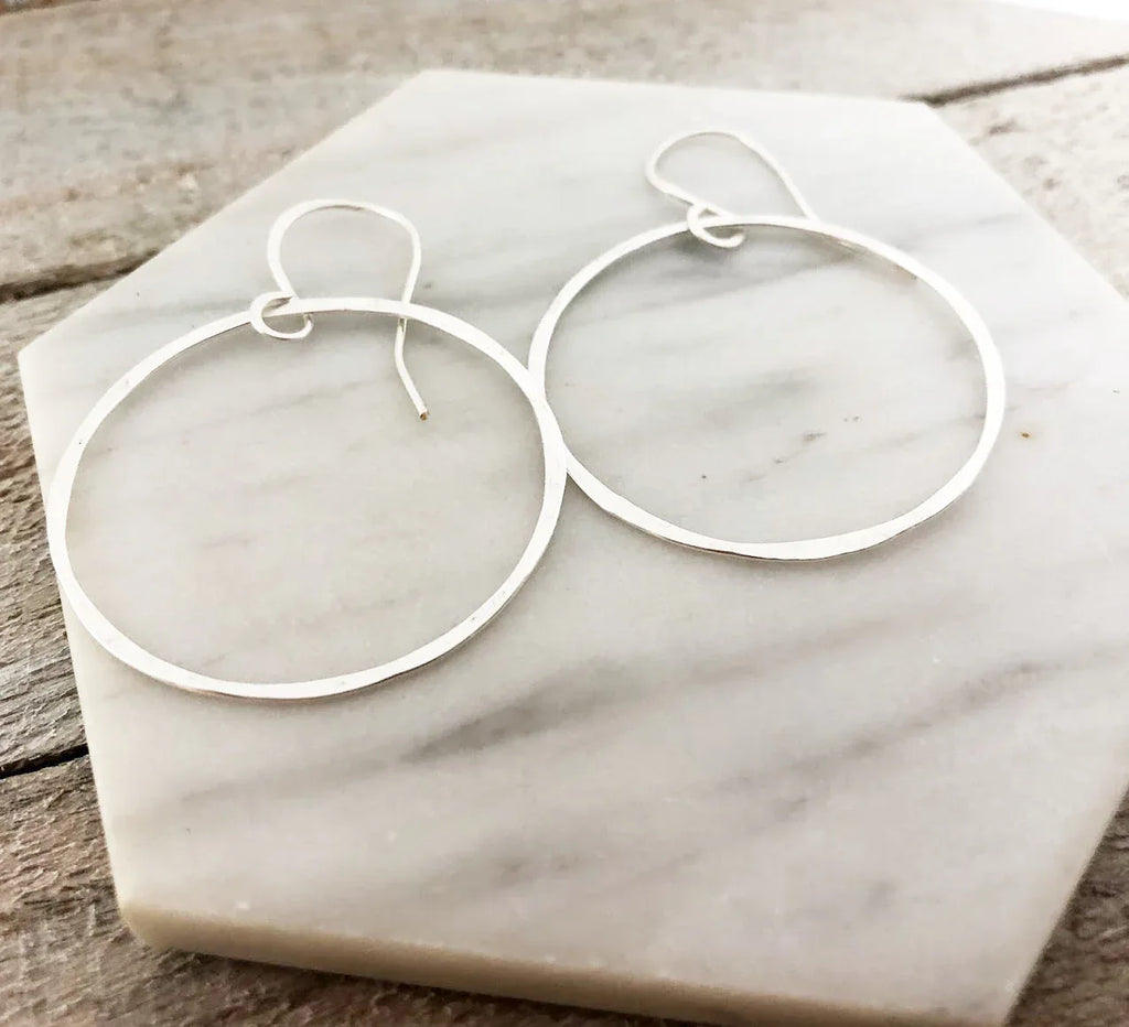 Hoop Earrings - Dainty Hammered Hoop Earrings - Handmade Hoops - Gift for Her Sterling Silver