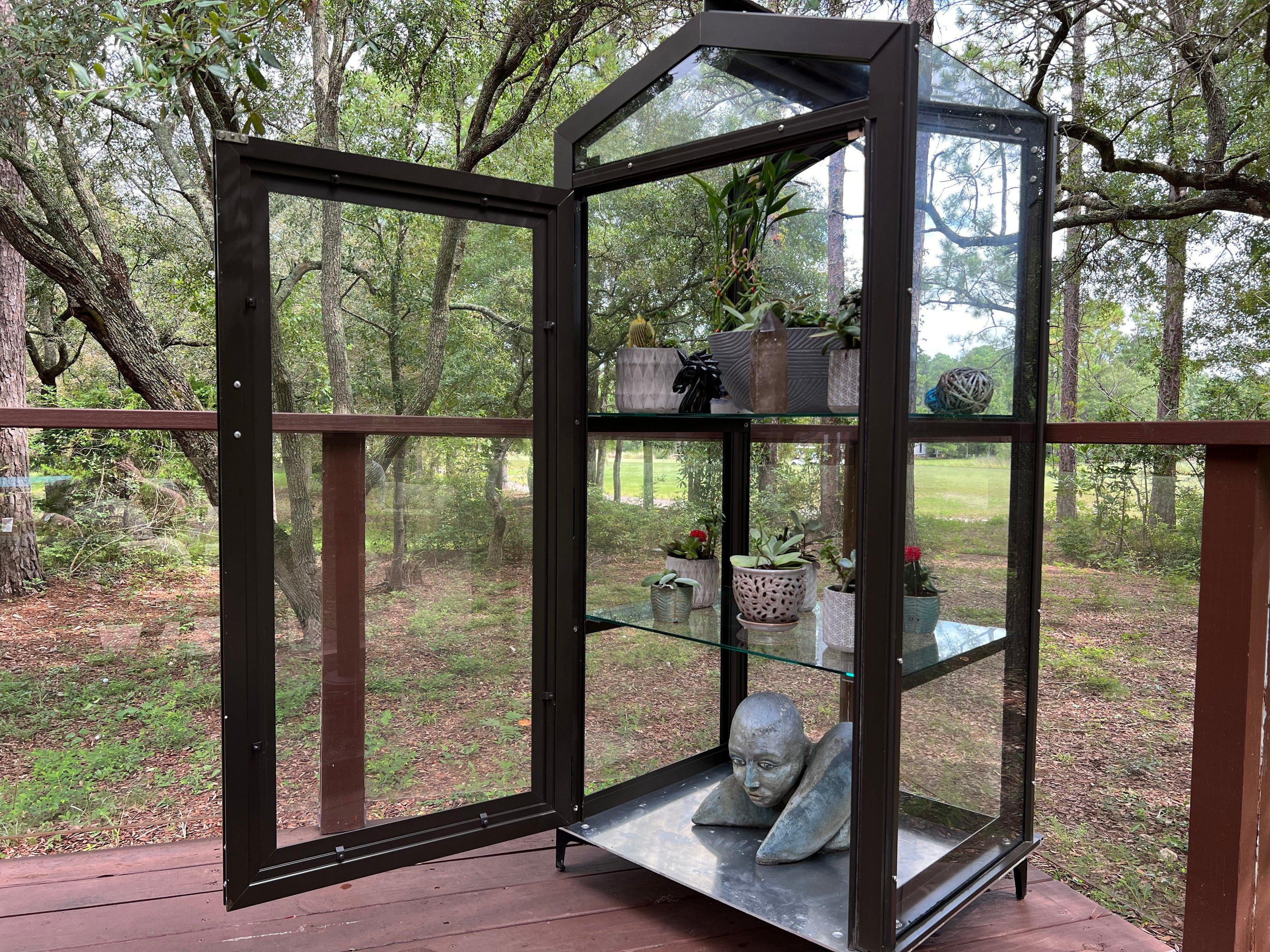 Indoor/Outdoor Garden Cabinet Bronze Tempered Saftey glass