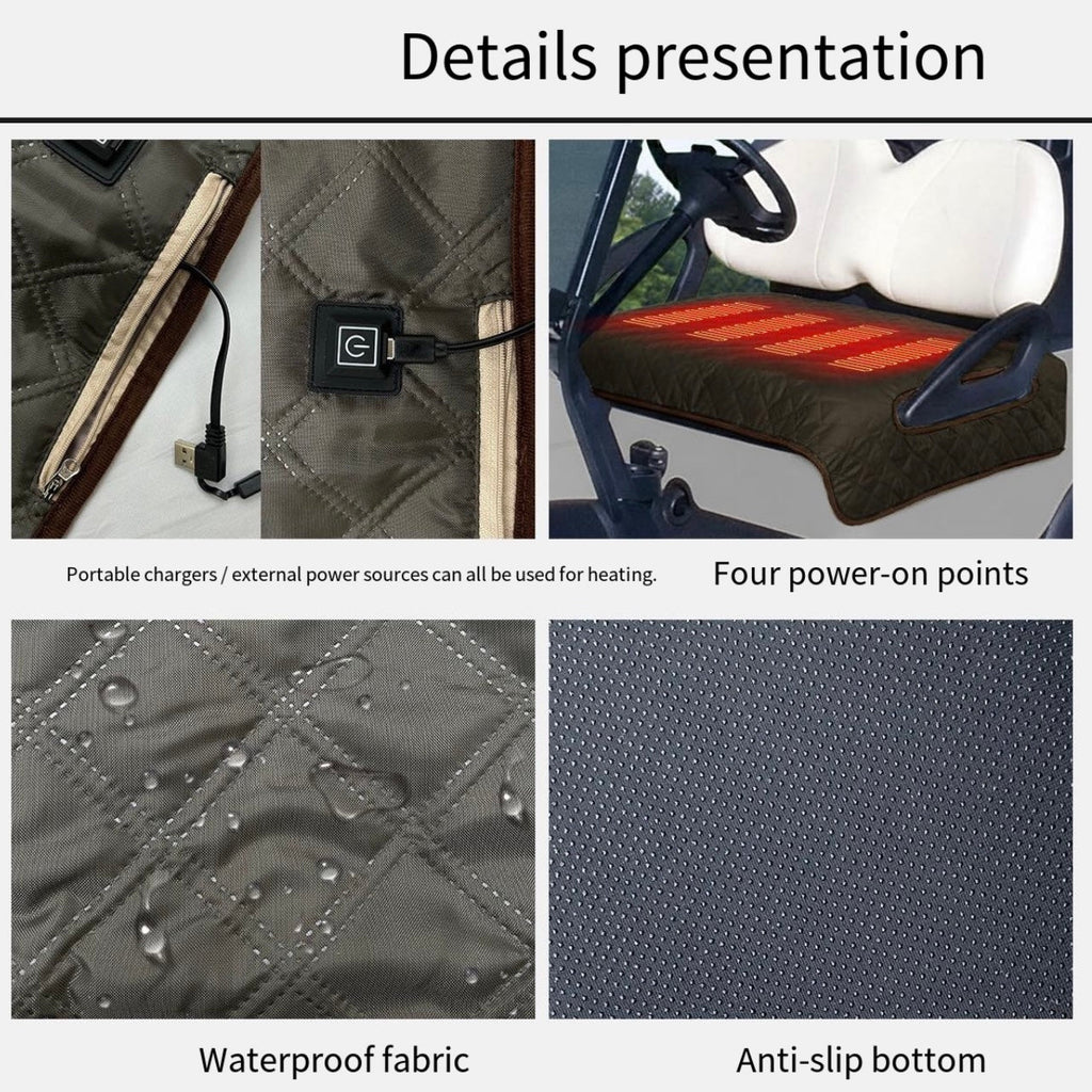 LITEGUEST USB Heated Golf Cart Seat Cushion Winter Warmth Essential