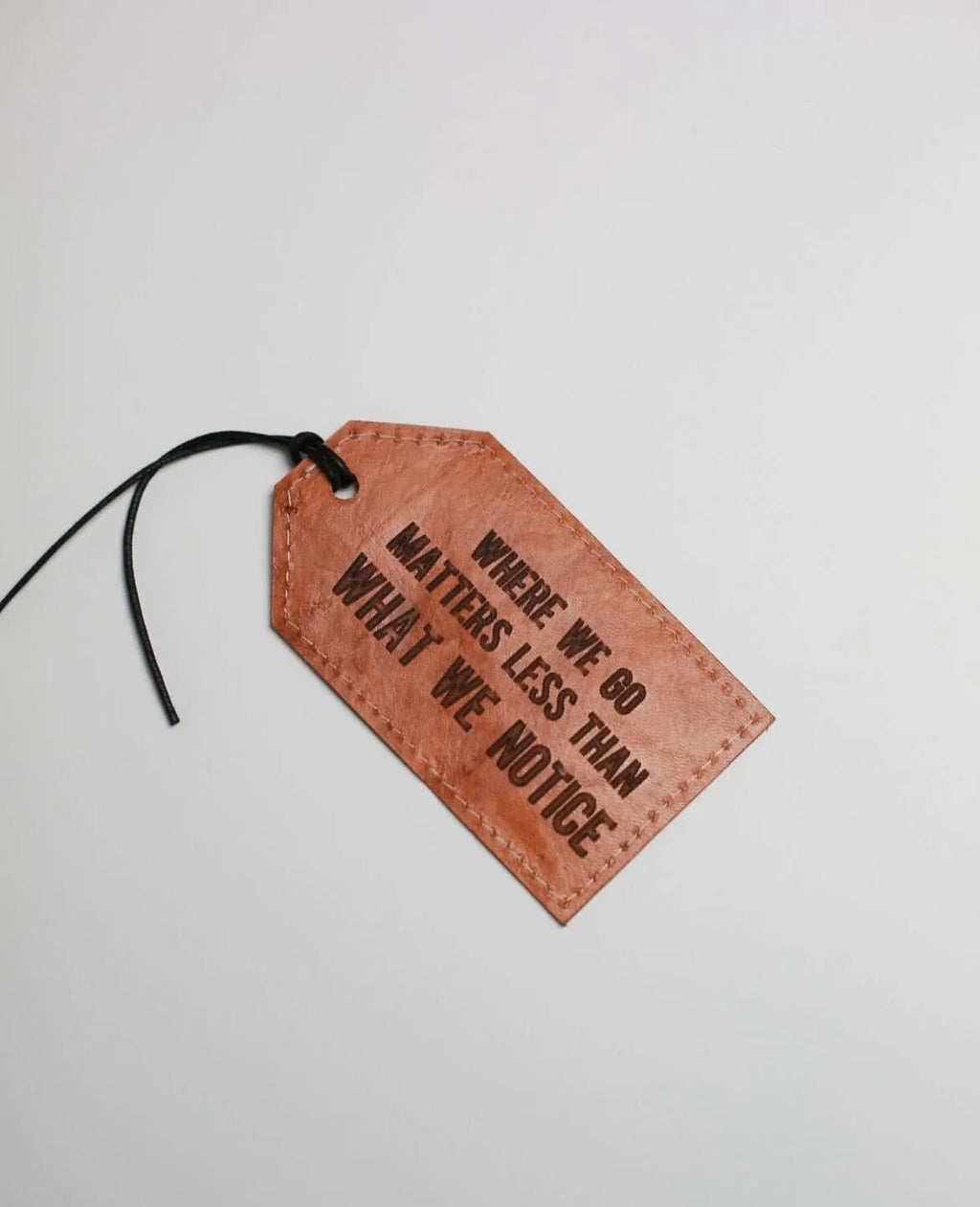 Luggage Tag Brown Goat Leather "Where We Go"