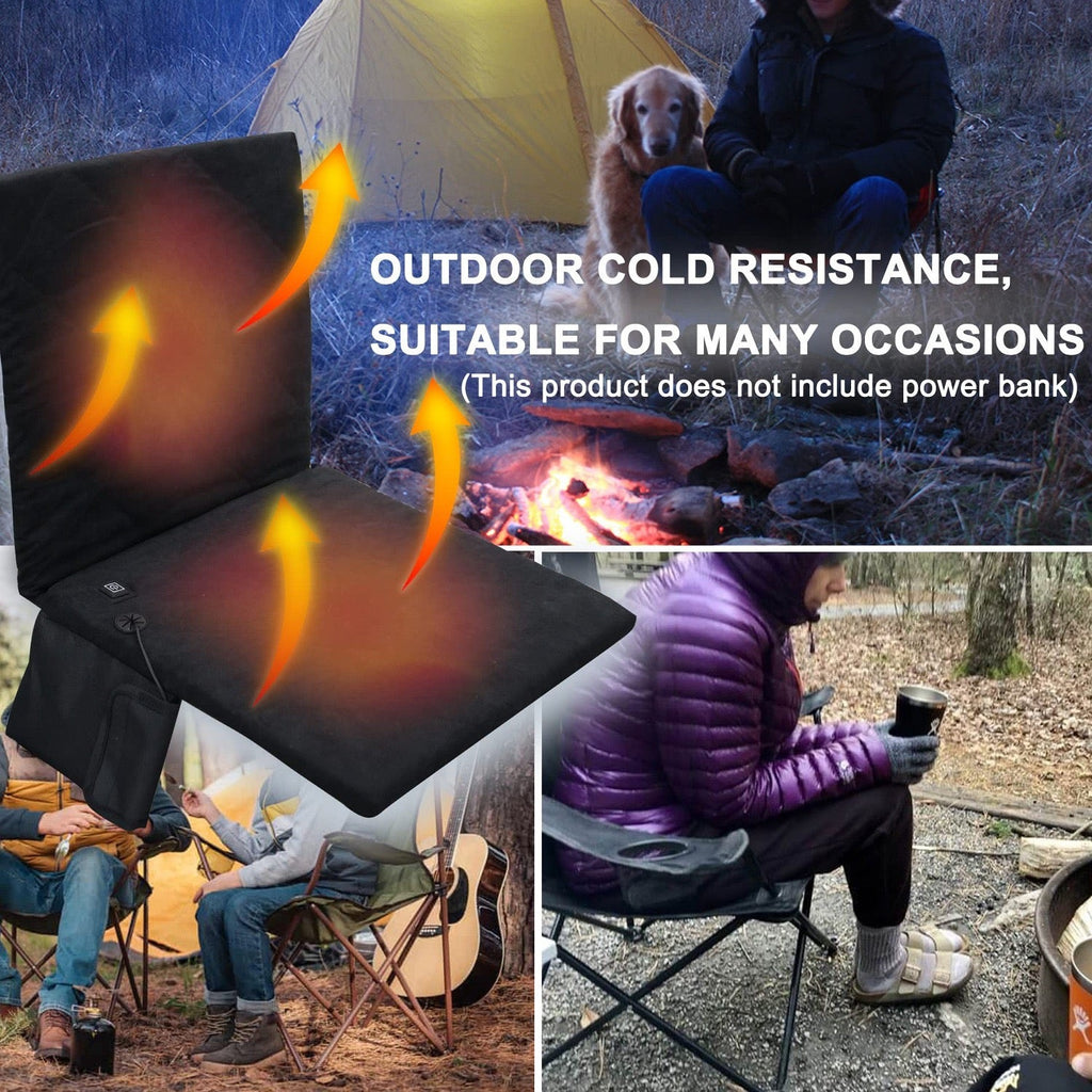 LITEGUEST Heated Outdoor Seat Cushion with Backrest – Warm for Camping