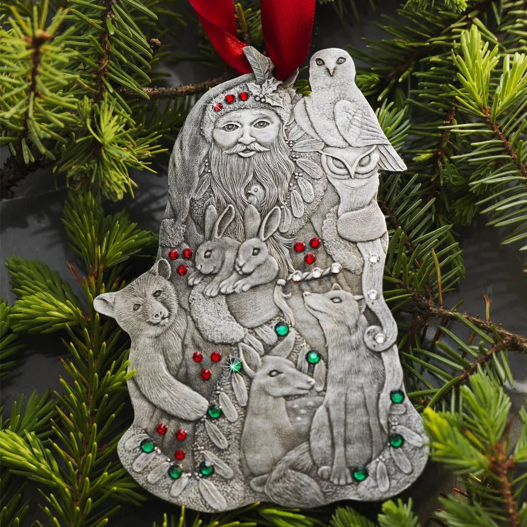 Woodland Santa Ornament (Aluminum)