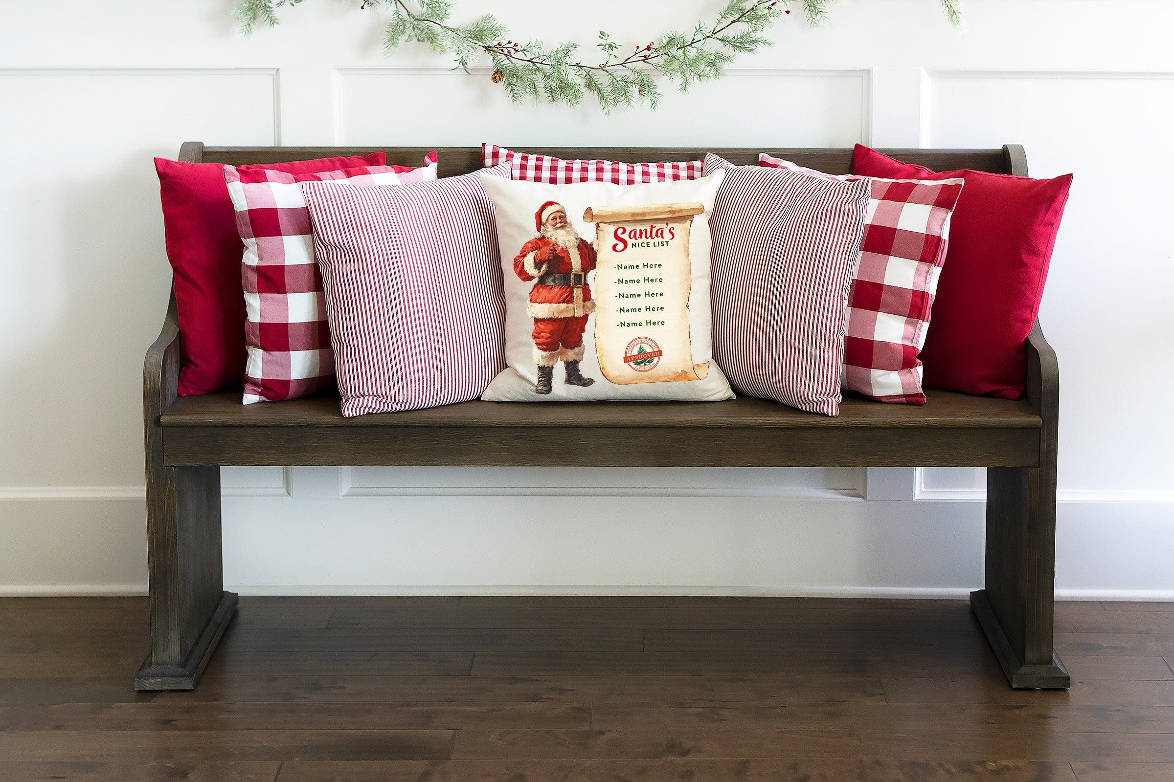Santa's Nice List(Customizable) Pillow Cover 18x18