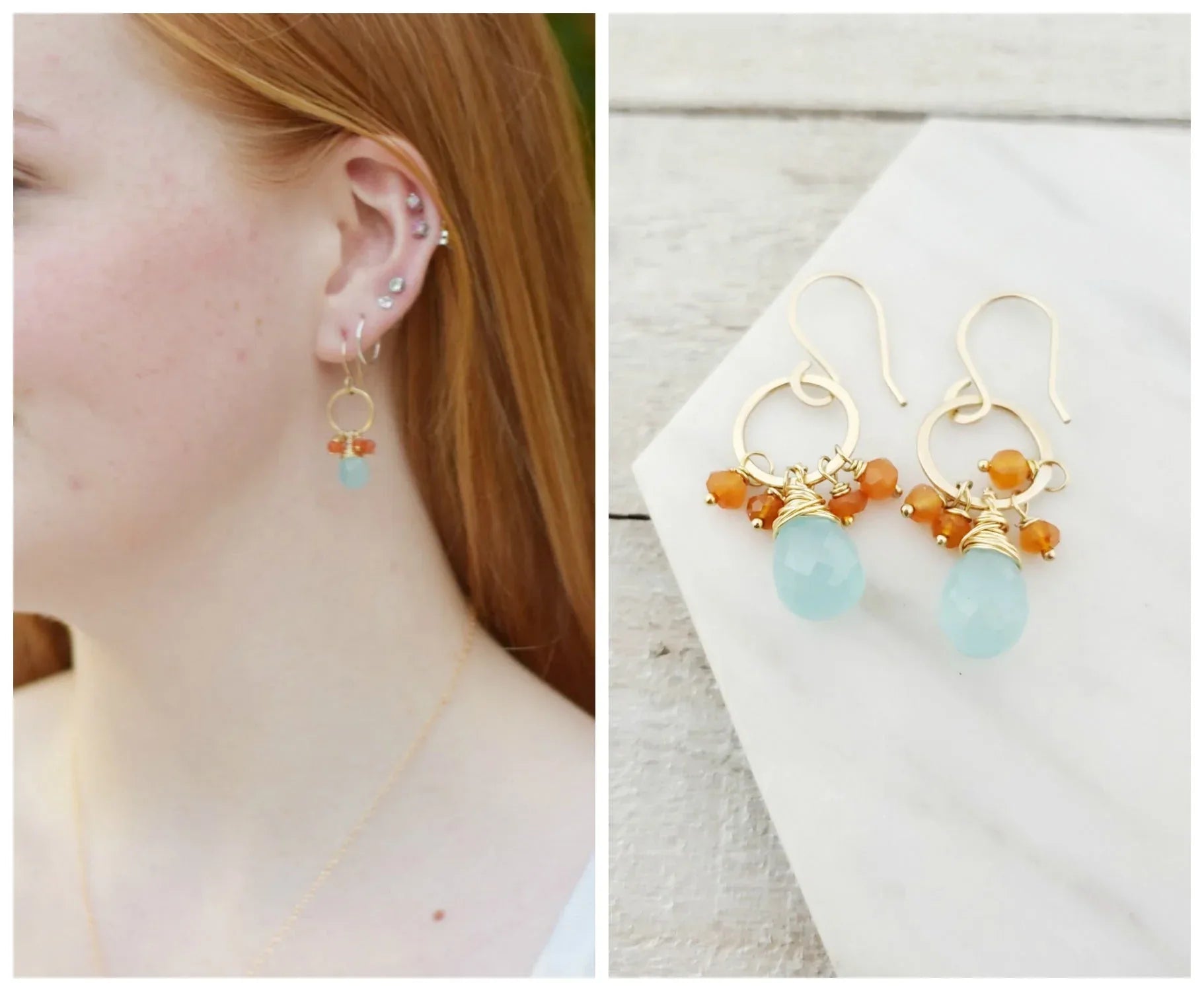 Beata Earrings - Dainty 14k Gold Filled Gemstone Earrings - Jewelry for Her