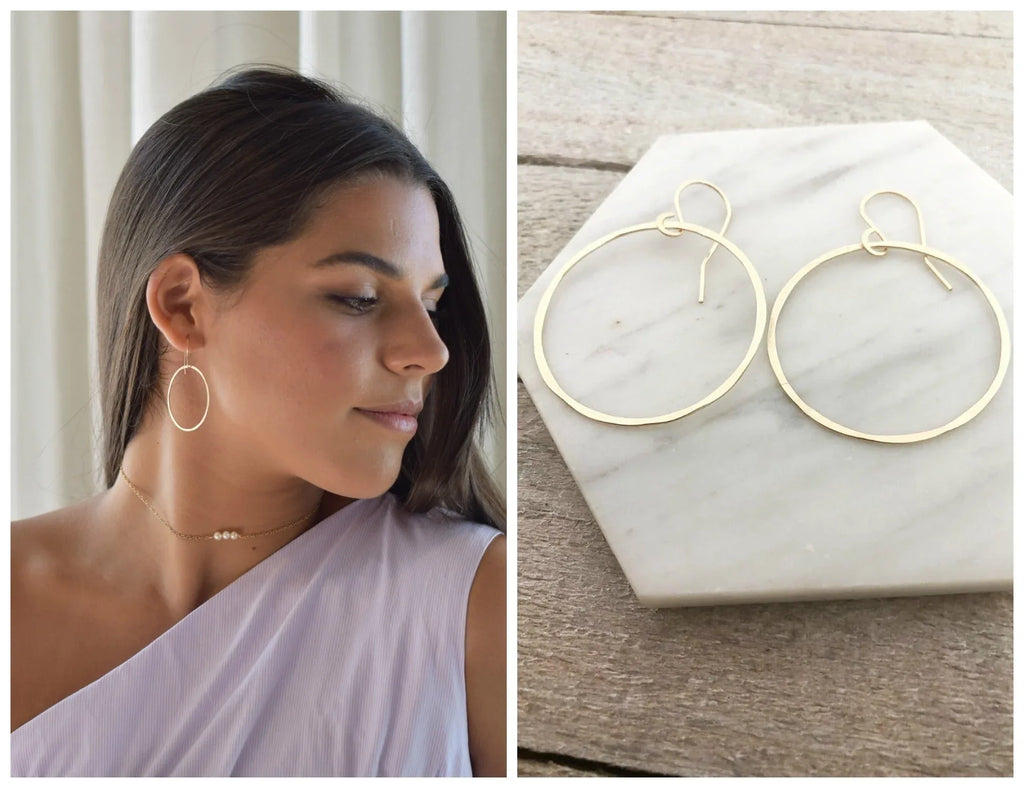 Hoop Earrings - Dainty Hammered Hoop Earrings - Handmade Hoops - Gift for Her