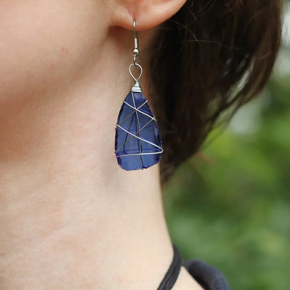 Tumbled Glass Earring Blue
