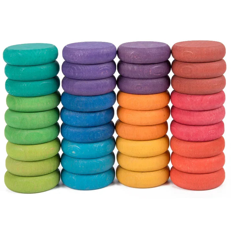 Rainbow Rings, Coins and Nins Pretend Play Toys 36 Coins