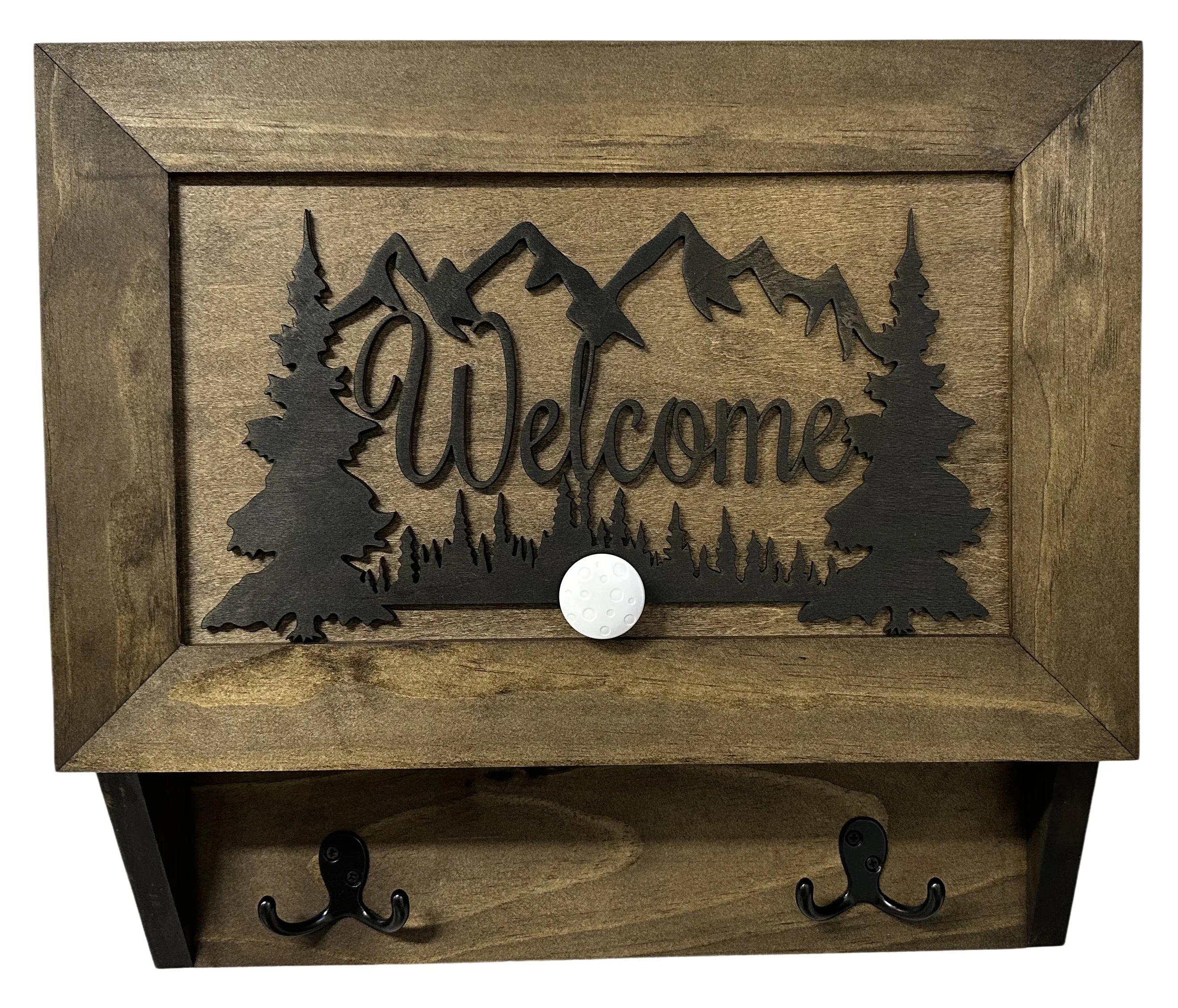 Rustic Mountain Welcome Wall-Mounted Gun Cabinet – Concealed Lockable Storage for Your Home