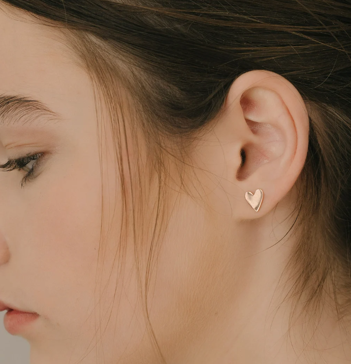 Heart Stud Earrings – 14k Rose Gold Filled, 9mm