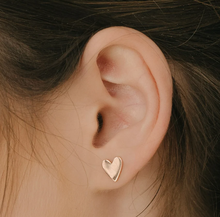 Heart Stud Earrings – 14k Rose Gold Filled, 9mm