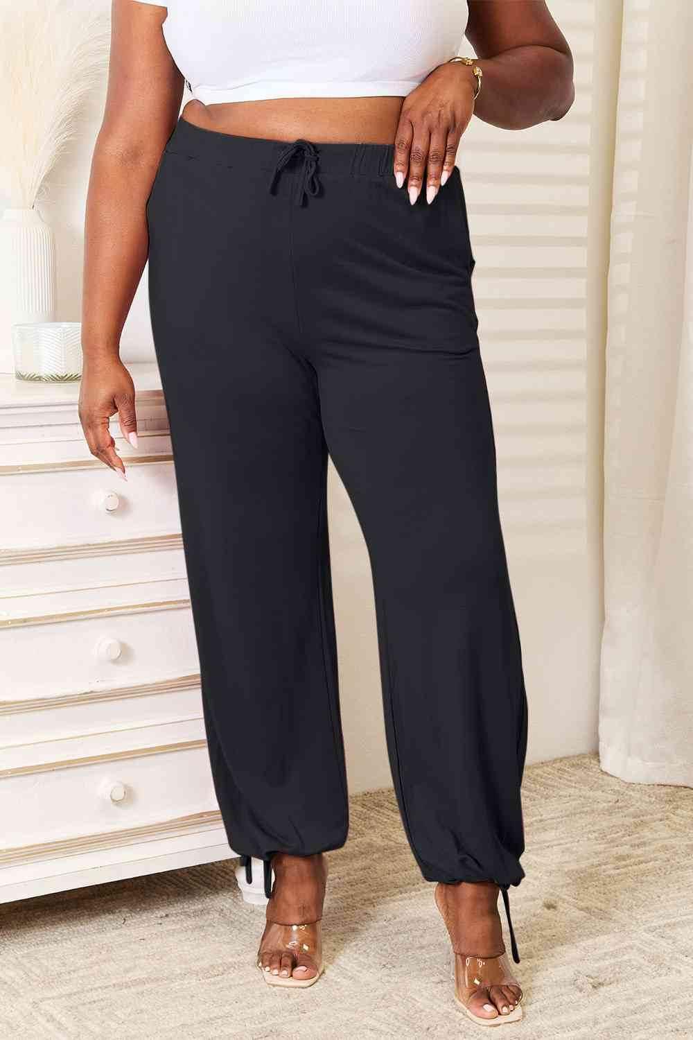 Basic Bae Full Size Soft Rayon Drawstring Women Waist Pants with Pockets