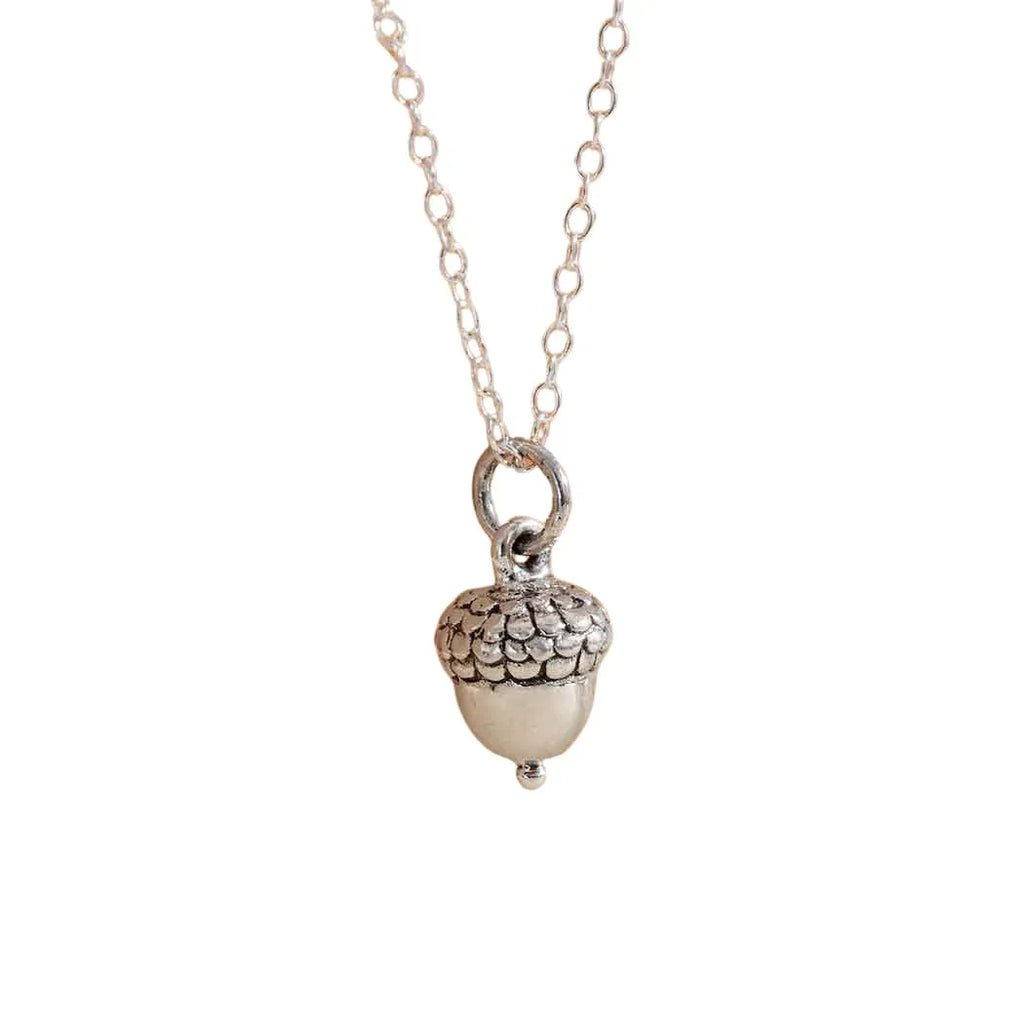 Acorn Charm - Dainty Sterling Silver Necklace - Handmade Jewelry