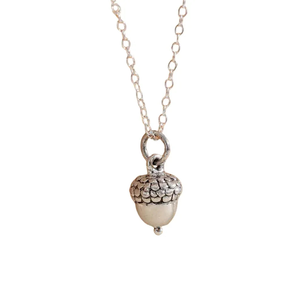 Acorn Charm - Dainty Sterling Silver Necklace - Handmade Jewelry