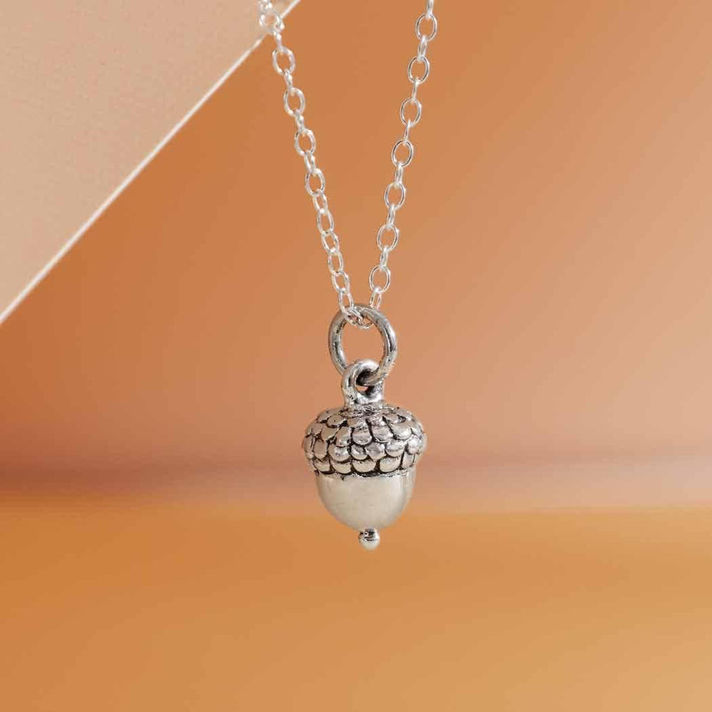 Acorn Charm - Dainty Sterling Silver Necklace - Handmade Jewelry