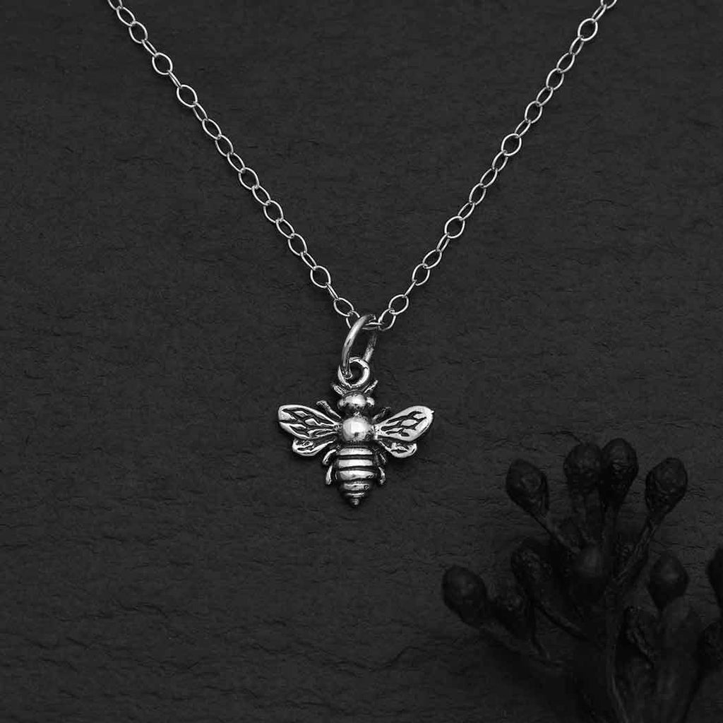 Tiny Sterling Silver Bumblebee Necklace – Simple Everyday Bee Charm Jewelry