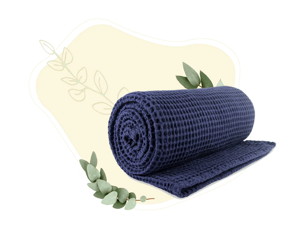 Waffle Weave Throw Blue