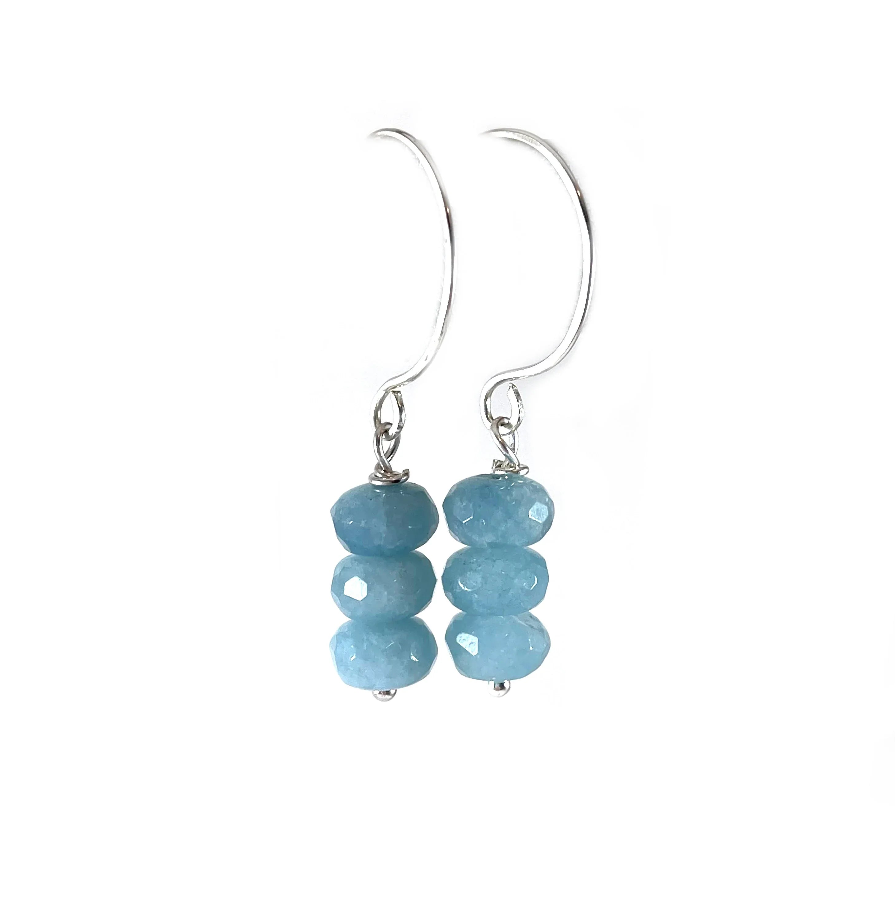 Sky Blue Jade Gemstone Sterling Earrings