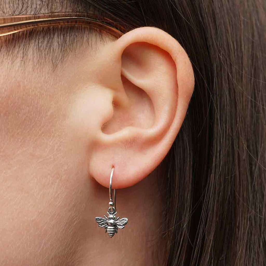 Sterling Silver Bee Dangle Earrings