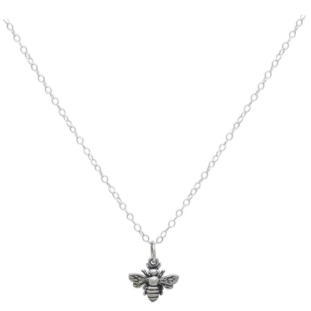 Tiny Sterling Silver Bumblebee Necklace – Simple Everyday Bee Charm Jewelry