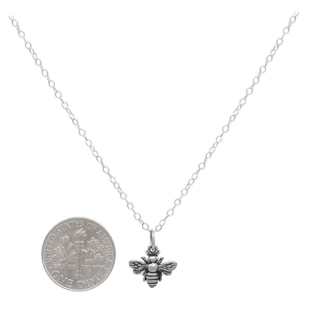 Tiny Sterling Silver Bumblebee Necklace – Simple Everyday Bee Charm Jewelry