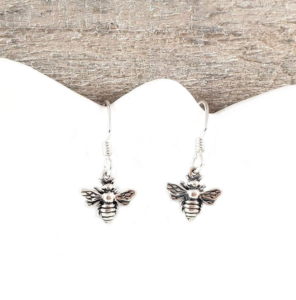 Sterling Silver Bee Dangle Earrings