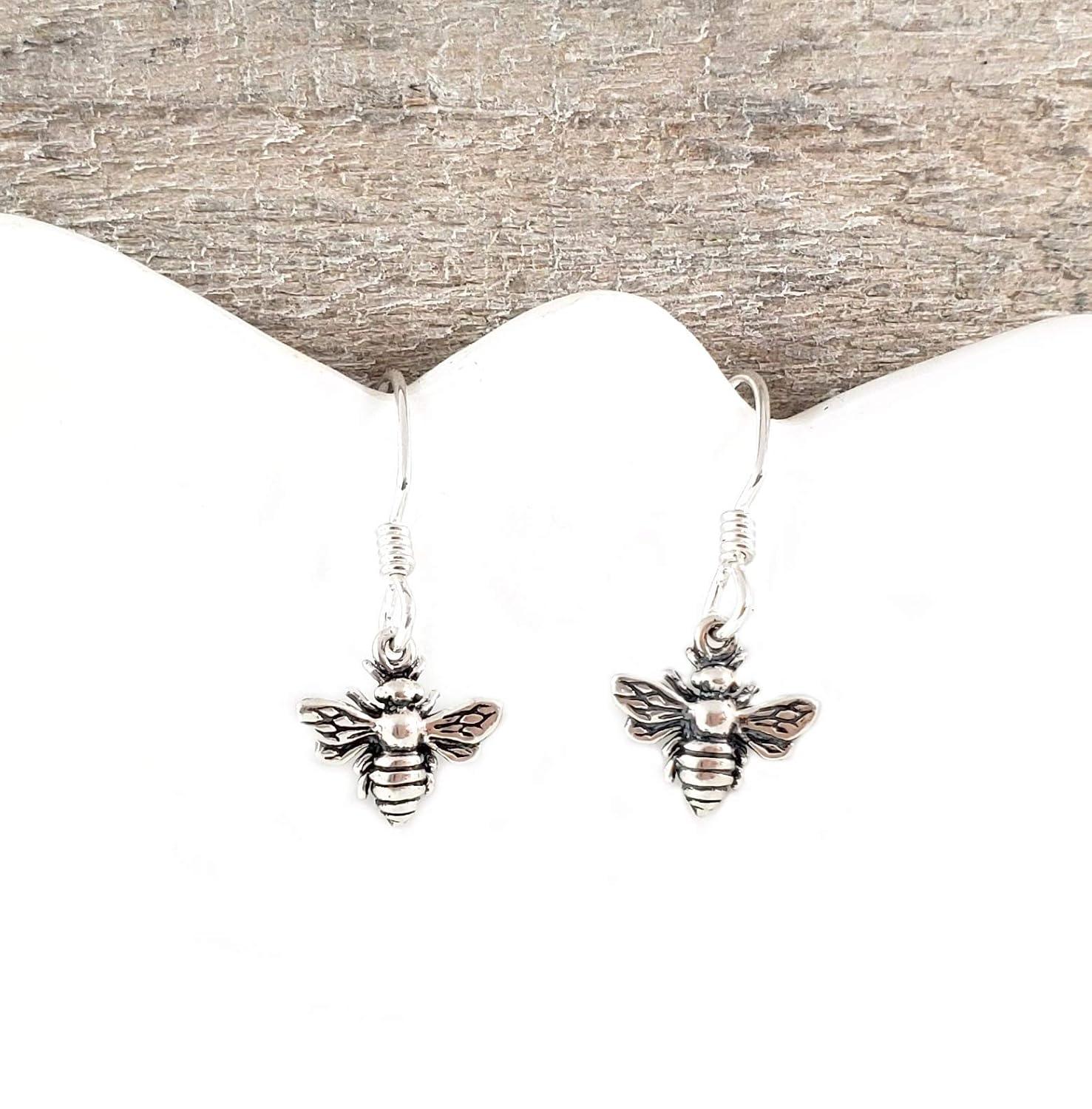 Sterling Silver Bee Dangle Earrings