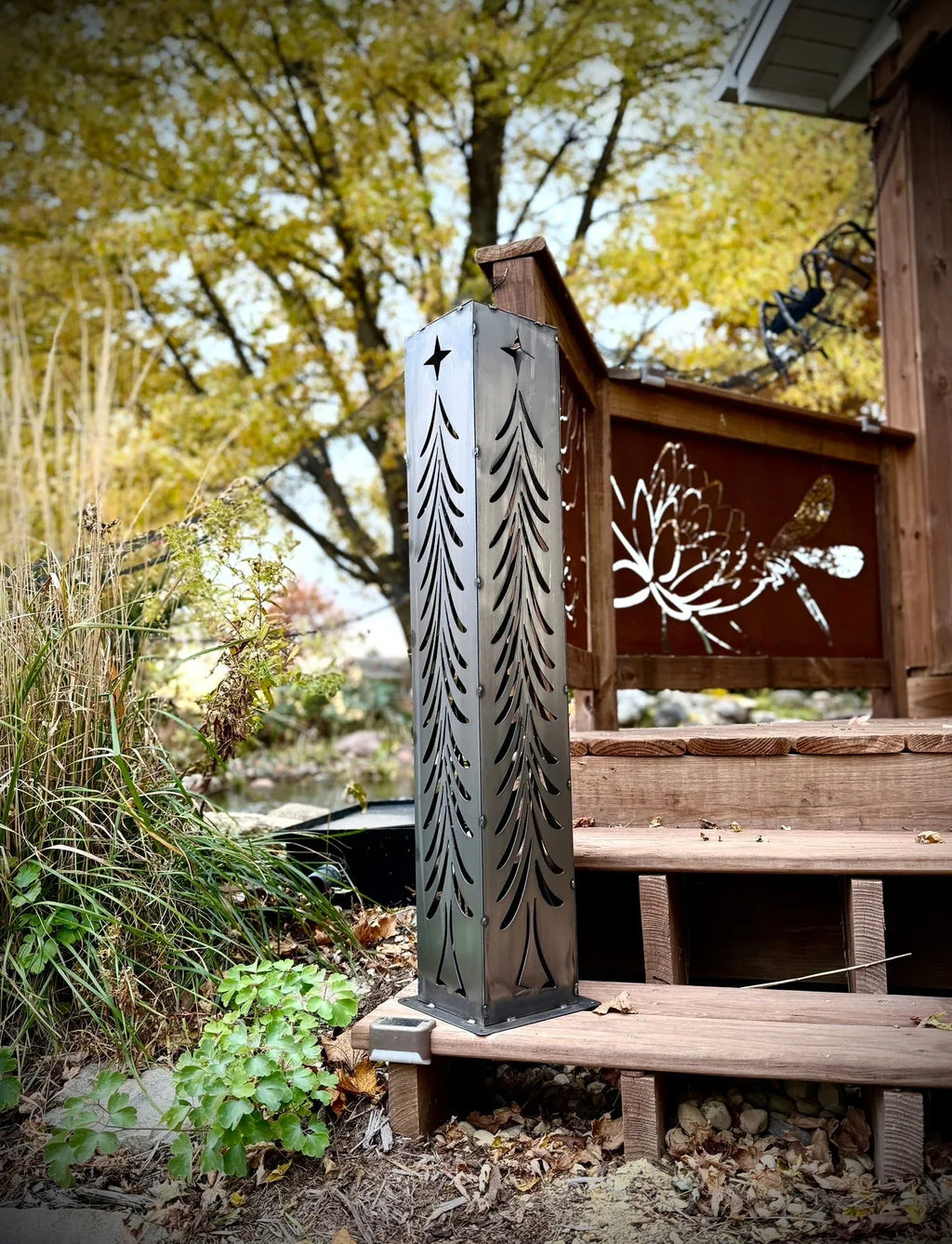 Christmas Tree Solar Luminary - Steel