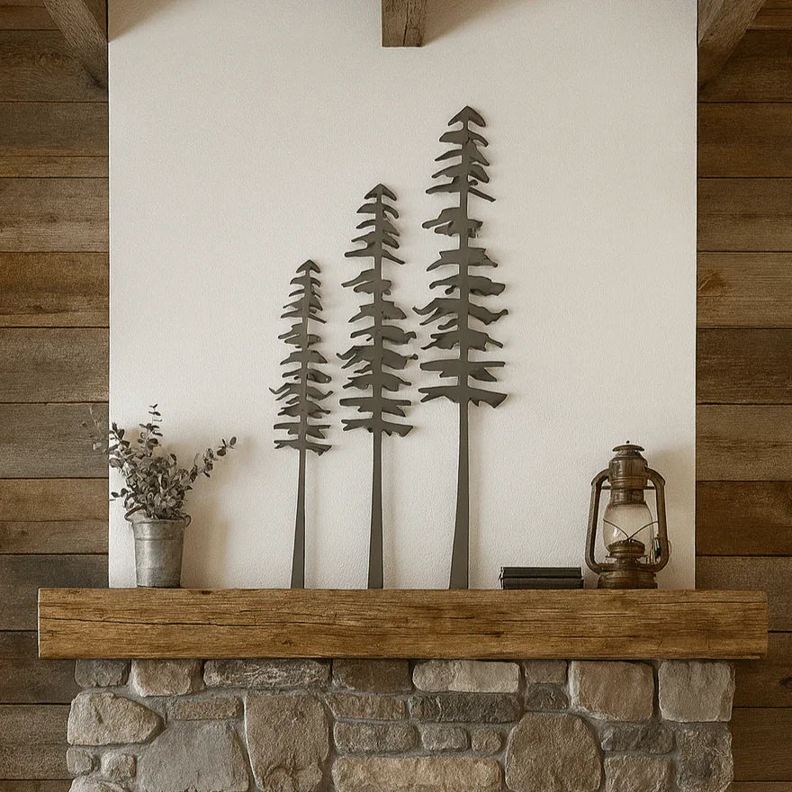 DISCOUNTED - XL Raw Steel Pine Trees - Wall Art